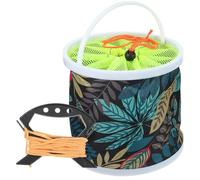 Kichvoe Seau de Pêche Pliable Multifonction 18 Cm de Diamètre, 17 Cm de Haut, Toile Résistante avec Filet Respirant, Seau à Poissons Vivants Portable pour Camping et Couleur Aléatoire