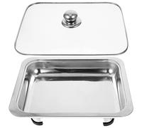 Kichvoe Serveur De Buffet En Acier Inoxydable Casserole Profonde Réchaud Chauffe-Plats Avec Couvercle En Verre Buffet Plateau Chauffant Pour Cuisine Restauration Fête