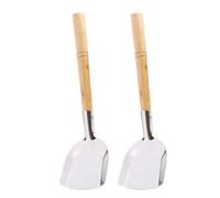 Kichvoe Spatule Traditionnelle pour Wok à Manche en Bois, Lot de 2 Pièces en Fer sans Bavures Polissage Fin, pour Cuisson la Maison