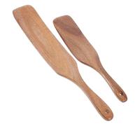 Kichvoe Spatules Cuisine en Bois 2pcs Longue Poignée Design Élégant pour Retourner et Remuer, Ustensiles Polyvalents Résistants la Chaleur Style Européen