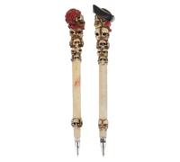 Kichvoe Stylos en Résine Accessoires D'écriture Forme de Crâne Pirate Lot de 2 Créatifs Beige pour Garçon et Filles et Étudiants Vie Quotidienne et Cartes de Vœux