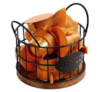 Kichvoe Support à dosettes de café - Panier à dosettes de café - Récipient à dosettes de café pour comptoir avec poignées Base en bois pour maison, café, hôtel