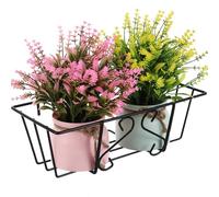 Kichvoe Support Suspendu Crochets 5,5 Cm Noir pour Pots de Fleurs, Étagère Murale Rectangulaire pour Plantes Bureau ou Salon