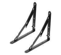 Kichvoe Supports D'étagère Pliables Noirs en Fer Robuste 2pcs Forte Dureté pour Rangement Mural Pratique et Gain de Place