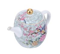 Kichvoe Théière en Céramique Peinte la Main 1,5 L Motif Fleurs et Oiseaux, Bouilloire Résistante la Chaleur pour Maison et Bureau, Service à Thé Traditionnel Élégant Couleur Aléatoire