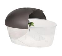 Kichvoe Tortue Aquarium avec Plateforme Plastique Habitat Reptile Durable pour Tortues Terre Bac de Reptiles Conçu pour et Baignade Petite avec Couvercle Gris