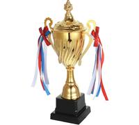Kichvoe Trophée de Compétition Sportive en Métal 32,5 Cm Base Plastique Dorée, Grand Trophée du Jeu pour Tournoi Scolaire et Récompense Sportive