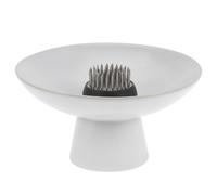 Kichvoe Vase à Fleurs en Céramique avec Support à Épingles en Acier Inoxydable, Support de Fixation de Style Japonais pour Compositions Ikebana, Vase sur Pied Blanc