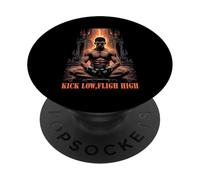 Kick Low Flight High Muay Thai MMA Warrior PopSockets PopGrip Adhésif