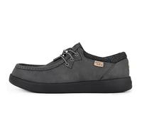 Kickback Haven - Mocassins pour Hommes - Couleur Grey Leather - Chaussures légères et décontractées pour Hommes - Tige en Cuir et Daim Souple - Lacets élastiques Ajustables - Taille EU 44