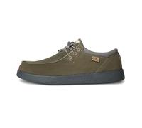 Kickback Haven - Mocassins pour Hommes - Couleur Olive - Chaussures légères et décontractées pour Hommes - Tige en Cuir et Daim Souple - Lacets élastiques Ajustables - Taille EU 45