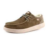 Kickback Haven - Mocassins pour Hommes - Couleur Woolie Khaki - Chaussures légères et décontractées pour Hommes - Tige en Cuir et Daim Souple - Lacets élastiques Ajustables - Taille EU 45