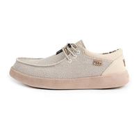 Kickback Haven Mocassins Slip-on Style Sneakers pour Homme en Toile - Chaussures Décontractées avec Lacets Élastiques Ajustables - Confort Quotidien pour l’Été - Off White, EU 42