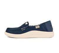Kickback Rizzo Mocassins Slip-on pour Femme en Lin - Chaussures Décontractées d’Été avec Talon Rabattable pour Un Confort Quotidien - Navy Linen, EU 40