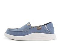 Kickback Rizzo Mocassins Slip-on pour Femme en Lin - Chaussures Décontractées d’Été avec Talon Rabattable pour Un Confort Quotidien - Blue Linen, EU 36
