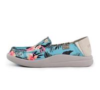 Kickback Rizzo Mocassins Slip-on pour Femme en Toile - Chaussures Décontractées d’Été avec Talon Rabattable pour Un Confort Quotidien - Blue Palm Print, EU 38