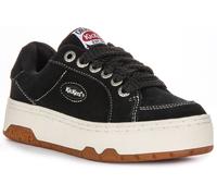 KICKERS 70S Daim Skate Lacets Inspiré Plateforme Femmes Baskets Noir UK 3 - 8