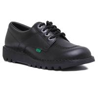 Kickers Bas Hommes / Juniors Décontracté Cuir École Shoes IN Noir UK Taille 3 -