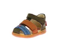 KICKERS Garçon Unisex Kinder Bazar Sandale, Kaki Camel Bleu, 21 EU