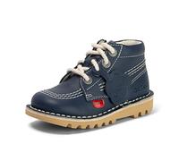Kickers Bottines Classiques Unisexes en Cuir pour Enfants avec Fermeture éclair | Matériau à Base de Plantes | Extra Confortables | Durabilité Accrue | Qualité supérieure, Bleu Marine, 10 UK Child