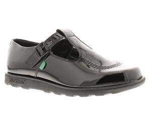Kickers Chaussures Femmes Travail École Fragma T Bar Boucle Noir Taille UK