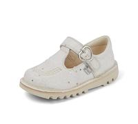 Kickers Chaussures Unisexes pour Enfant T Bar Glitter Text, Blanc, 10 UK Child