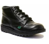 Kickers Hi Largity Junior Lacet Cuir Mat Bottes en Noir Taille UK 3 - 6