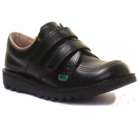 KICKERS Junior Bas 2 Double Vel Cuir École Uniisex Chaussures en Noir 1 - 13