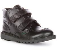 Kickers Kick Hi Botte En Cuir À Double Sangle Pour École Noir Garçons