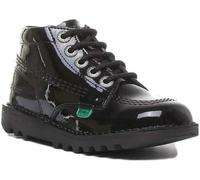 Kickers Kick Hi Junior Bottine Cuir Décontracté en Noir Verni UK Taille 12 - 3