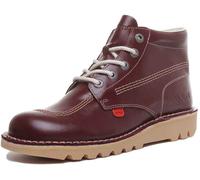 Kickers Kick Hi M Top Lace Up Cuir Bottes Pour Hommes En Rouge Foncé EU 39-46