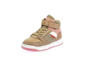 Kickers KICKADO,Sneakers Haut Enfant Beige Rose Glitter, 24 EU