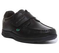 KICKERS Reasan Crochet Et Boucle Jeunes Hommes Cuir Shoes IN Noir Taille UK 3 -
