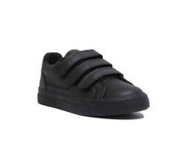 Kickers Tovini Trip Juniors Crochet Et Boucle Cuir Shoes IN Noir Taille UK 12 -