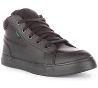 KICKERS Tovni Hi Double Bandoulière Lacet Cuir École Chaussure Noir Jeunes UK 3