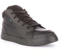 KICKERS Tovni Hi Double Bandoulière Lacet Cuir Jeunesse École Chaussures Noir UK