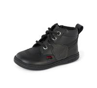 Kickers Unisex Kids Playflex Hi Leather School Shoes | Smart Everyday School Look | Everyday Comfort Fit, Cushioned for All-Day Wear, Noir, 22 EU