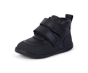 Kickers Unisex Kids Playflex Hi Vel Leather School Shoes | Smart Everyday School Look | Everyday Comfort Fit, Cushioned for All-Day Wear, Noir, 22 EU