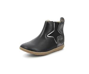 Kickers Vermillon, Boots Fille, Noir Argent, 36