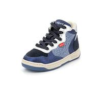 KICKERS Garçon Fille KICKLAX Basket, Marine Bleu Leopard, 24 EU