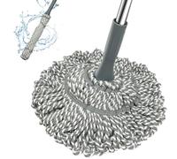 Kickleen Balai à essorage automatique - Serpillère torsadée facile à presser avec manche de 132,5 cm de long, robuste pour parquet, carrelage, vinyle et sols stratifiés (gris)