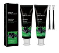 Kicklo charbon de bambou dents blanchiment dentifrice, Charbon actif dents blanchiment dentifrices, blan-chiment des dents naturels dentifrices, respiration fraîche de longue durée (2pcs)