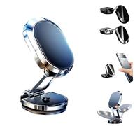 Kicklo Phone Holder, 2025 New Kicklo Phone Holder for Car, Alloy Folding Magnetic, Kicklos 360 Degree Rotatable Car Dashboard Phoneholder, Universal for All Phones (Silver)