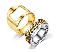 Kicomvi Bague décapsuleur en acier inoxydable pour soulager l'anxiété et le stress - Bague d'ouverture pour le pouce et la bière - Pour homme et femme, Métal