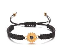 Kicomvi Bracelets réglables en forme de tournesol - Fait à la main - En corde tressée - Bracelets d'amitié assortis - Bracelets de promesse pour couples, femmes, amis - Bijoux d'été, adjustable, Corde