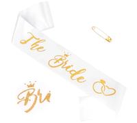 KICOSY Écharpe pour enterrement de vie de jeune fille, blanc et doré pailleté, pour mariage, enterrement de vie de jeune fille, fête prénuptiale