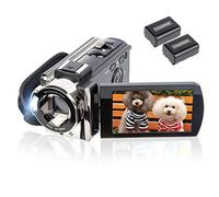 kicteck Caméscope numérique Full HD 1080p 15 fps 24 MP 7,6 cm Rotation 270 degrés LCD Zoom 16X Caméscope avec 2 Batteries (604s)