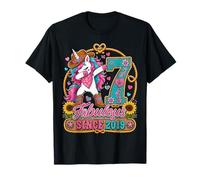 Kid 7 Years Old Western Unicorn Dabbing 7th Birthday Cowgirl T-Shirt