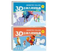 Kid Collage Kit - Paper Craft Jigsaw Activity Set, Geometric Art LearningKit, Creative Educational Toy, Color Shape Assembly Practice Kit Suitable Boys Girls Children Adults Students Artists