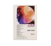 Kid Cudi Album Man On The Moon The End of Day Tracklist Poster mural vintage sur toile décorative pour salon, chambre à coucher, 20 x 30 cm, style sans cadre